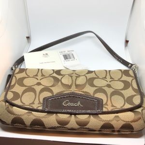Coach signature large flap wristlet